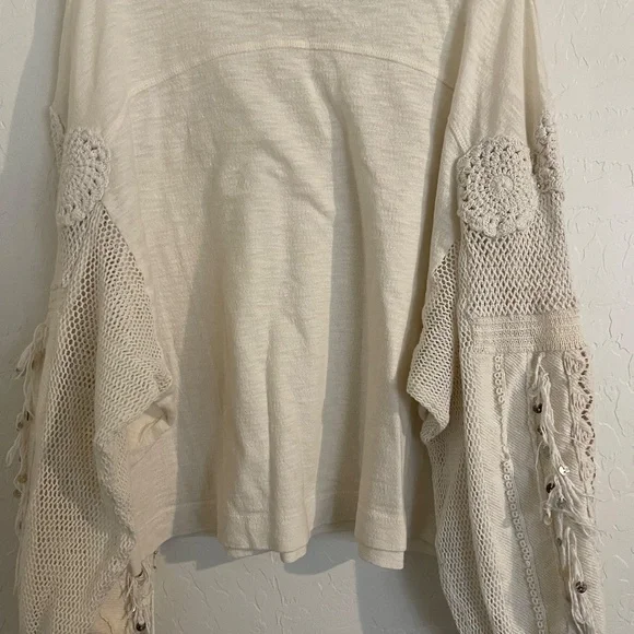 Free People Cream Lace Long Sleeve Top - Picture 3 of 5